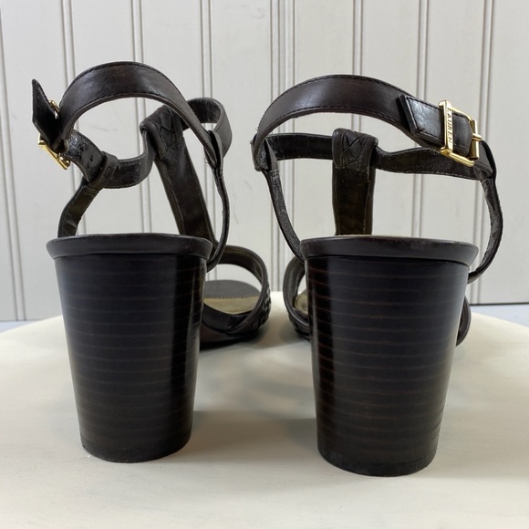 Ralph Lauren Elegant Dark Brown Woven 3” Heel Sandals Sz 10 - Picture 5 of 12